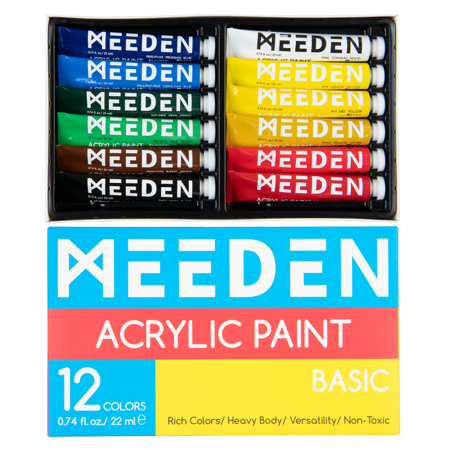 Sada akrylových barev Meeden 12x22ml základní odstíny