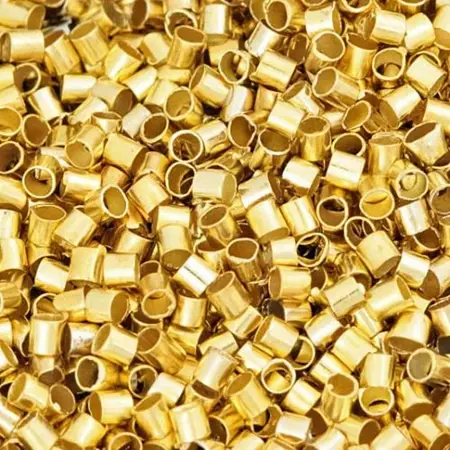 Zamačkávací rokajl váleček zlato 2.5mm 10 kusů