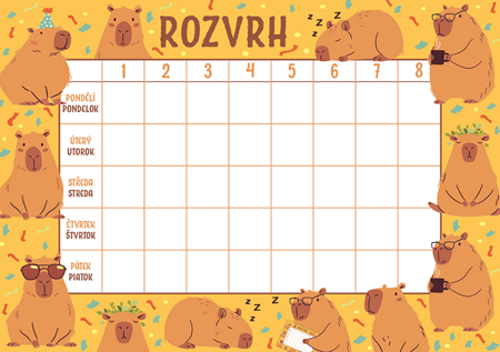 Rozvrh hodin A5 Kapybary