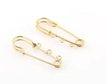 Zapínací kiltový špendlík 3ks na brož se 3 očky 5cm - zlatá