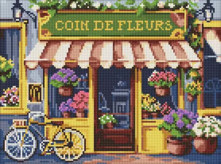 Diamantová mozaika 30×40 cm – kreativní sada s kamínky  Květinový koutek 