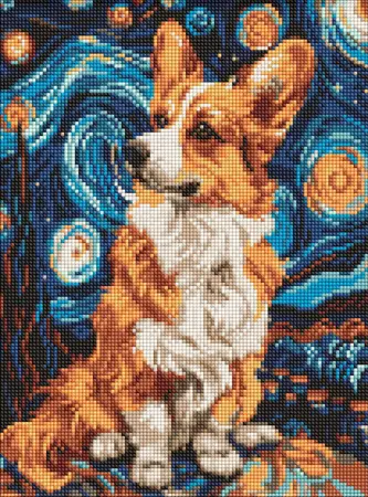 Diamantová mozaika 30×40 cm – kreativní sada s kamínky  Okouzlující corgi
