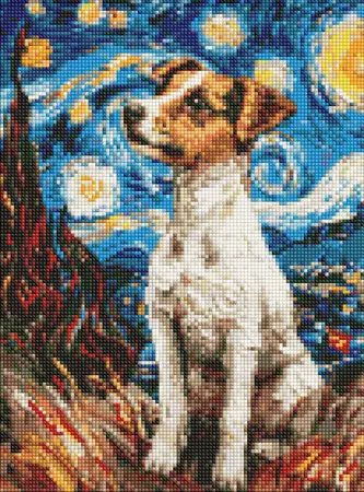 Diamantová mozaika 30×40 cm – kreativní sada s kamínky  Okouzlující Jack Russell teriér