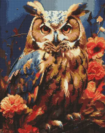 Diamantová mozaika 40×50 cm – kreativní sada s barevnými kamínky  Lesní sova 