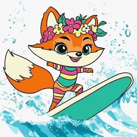 Malování podle čísel 25×25 cm – dětské motivy  Léto. Liška chytá vlnu 