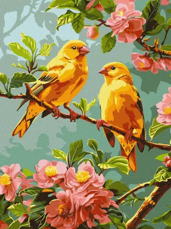 Malování podle čísel – plátno 30×40 cm Jarní kanáři 