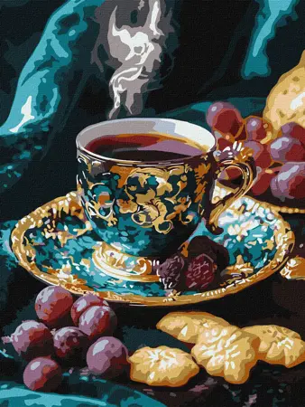 Malování podle čísel – plátno 30×40 cm Turecká káva s metalickými barvami navíc 