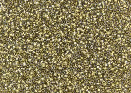 Rokajlové korálky Toho  - Round 15/0 : Inside-Color Crystal/Gold-Lined TR-15-262