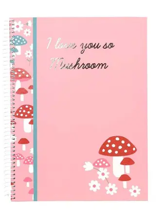 PINK MUSHROOMS Kroužkový zápisník A5 i love you