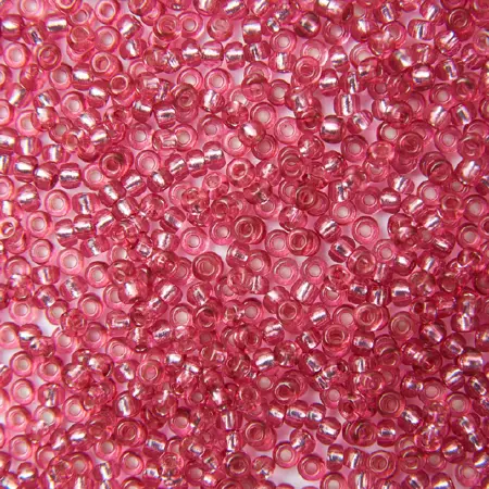 Preciosa rokajl 10/0 – růžový se stříbrným průtahem (08298), 10 g