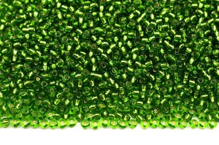 Preciosa rokajl 10/0 – zelený se stříbrným průtahem (57430), 10 g
