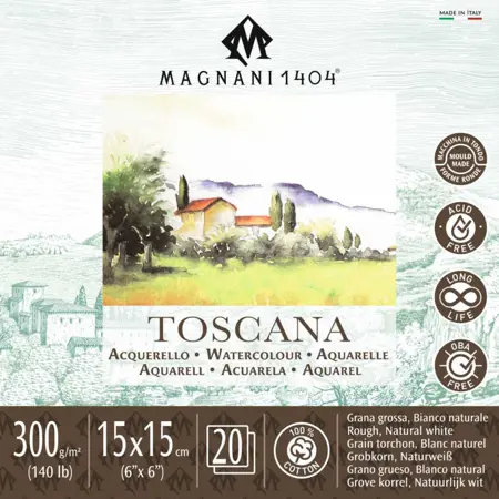 Akvarelový blok Magnani Toscana 15x15cm 300g 100% bavlna