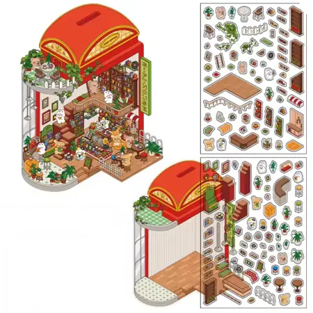 Sada samolepek – Miniaturní obchod s dárky