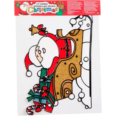 Gelová samolepka na okno Santa na saních 32 × 22 cm