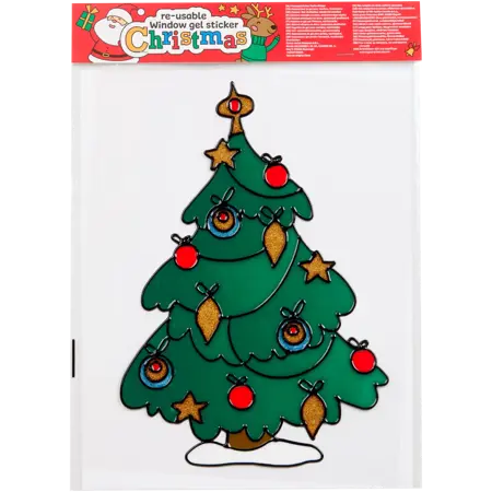 Gelová samolepka na okno Vánoční stromeček – 32 × 22 cm