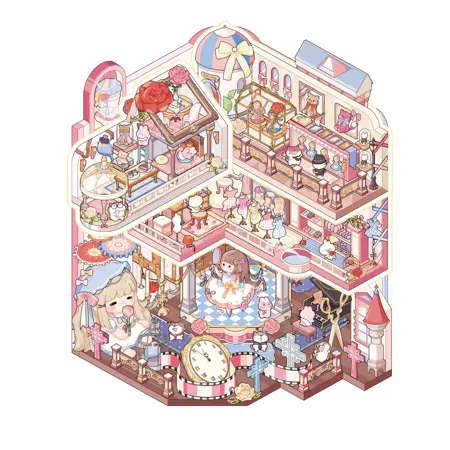 Kreativní antistresové vylepovačky – rumbox Lolita | 1 scéna + 3 PET samolepky (19,5 × 32,8 cm)