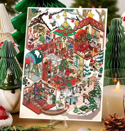 Kreativní antistresové vylepovačky – rumbox Christmas | 1 scéna + 3 PET samolepky (19,5 × 32,8 cm)