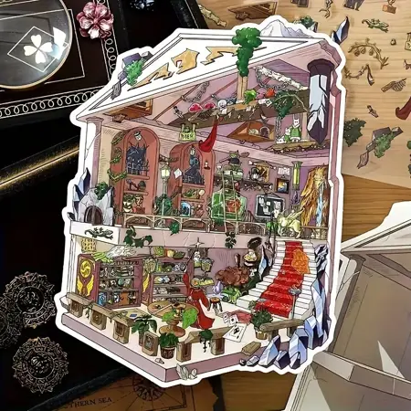 Gotické Dark Academia samolepky – vintage botanické & mystické motivy the magician