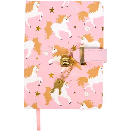 Deníček se zámkem A5 "jednorożec" – linkovaný, FSC® papír, se záložkou