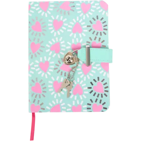 Deníček se zámkem A5 "srdíčka"– linkovaný, FSC® papír, se záložkou