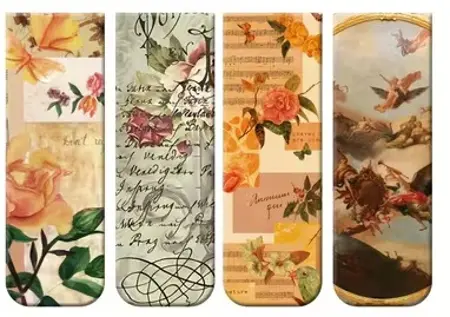 Vintage příběhy – magnetické záložky sada 4 ks Květiny 