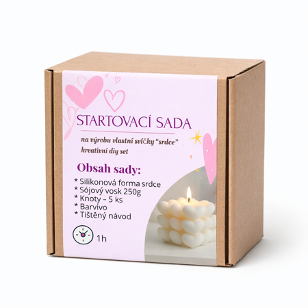 Sada na výrobu svíčky „Srdce“ – sójová svíčka DIY