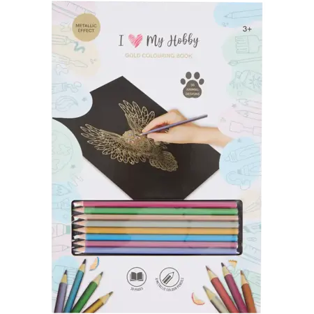 Omalovánky I Love My Hobby – 30 motivů + 8 metalických per zvířata 