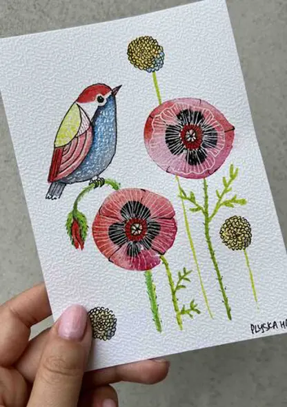 Akvarel – Pivoňka